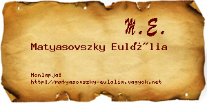 Matyasovszky Eulália névjegykártya